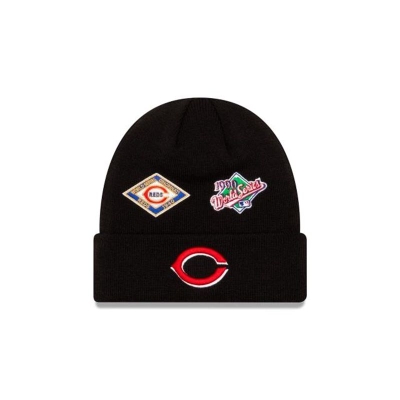 Cincinnati Reds Gorra | New Era MLB World Series Patch Cuff Knit Beanie Mexico - Rojos